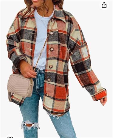 Fall Plaid Hooded Jackets Flannel Button Down Shirts Long Sleeve Shacket Jacket