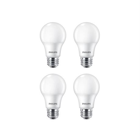 Philips 60W Equivalent A19 Soft White (2700K) Non-Dimmable LED Light Bulb (4-Pac