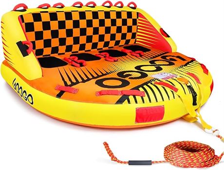 GOOGO 2/3/4 Person Towable Tubes for Boating, Inflatable Water Towable Tube with