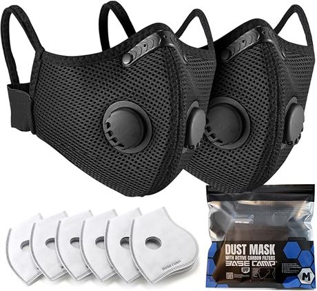 BASE CAMP Upgrade M Plus Dust Mask, Breathable Reusable Dust Face Mask with 6 Ac
