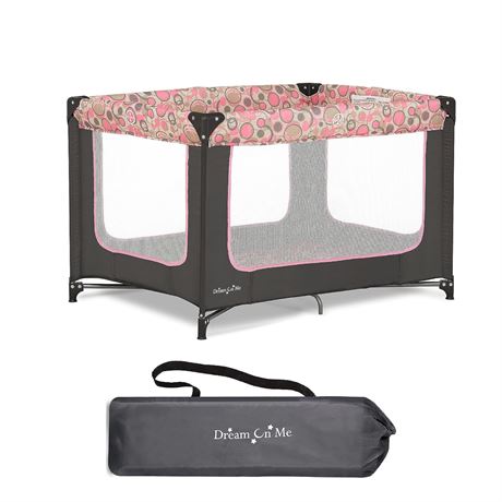 Zodiak Portable Playard in Grey and Pink, Lightweight, Packable and Easy Setup B