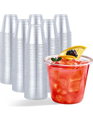 Turbo Bee 600 Pack 9 oz Clear Plastic Cups, Disposable Reusable Tumblers Crystal