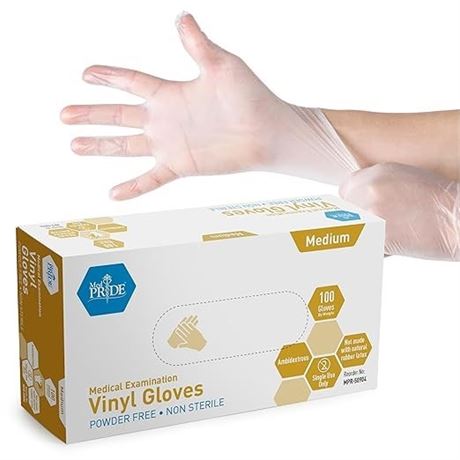 MED PRIDE Medical Vinyl Examination Gloves (Medium, 100-Count)