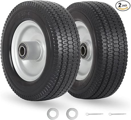 8-Inch Flat-free Tire, 2.50-4 Solid Tire and Wheel, 5/8" Bearings, 2.2" Offset H