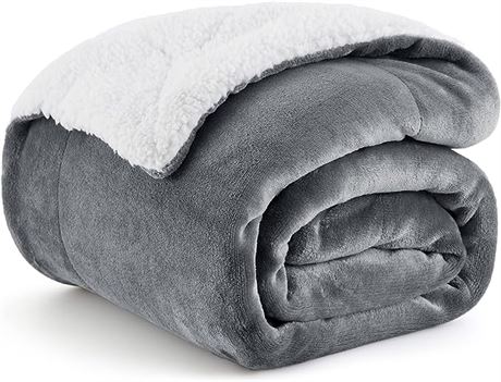 (60 inch x80 inch ) Bedsure Sherpa Twin Blanket for Couch Bed Sofa Grey Fluffy