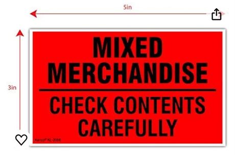 Kenco 3" X 5" Mixed Merchandise Check Contents Carefully Stickers for Shipping a
