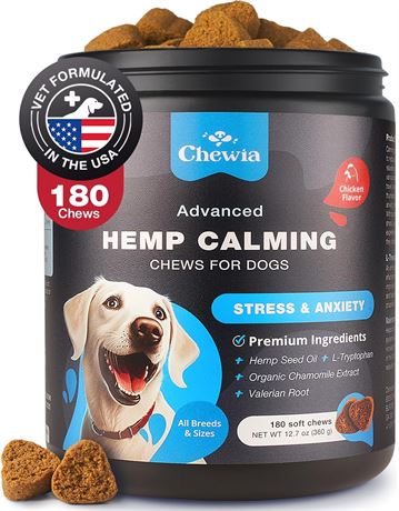 180CNT - CHEWIA Hemp Calming Chews for Dogs - Anxiety Relief