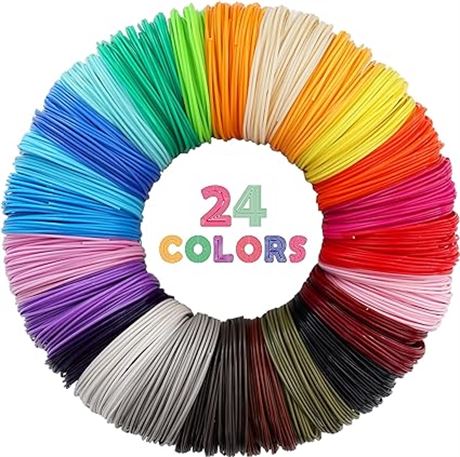 24 Colors 1.75mm ABS 3D Pen Printer Filament Refill, Each Color 3.5m, Total 84m