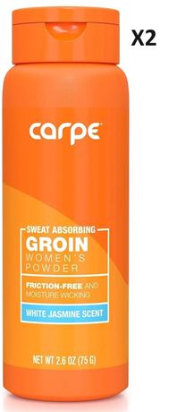 2 PACK Carpe No-Sweat Groin Powder(Women)for Maximum Sweat Absorption 75g EACH