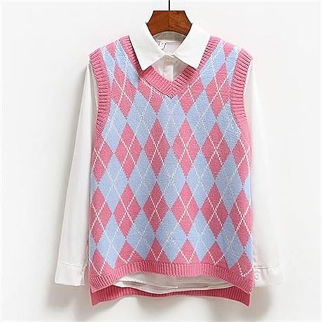 SIZE: XL PAOMIAN Vintage V-Neck Knitted Sweaters Vests Wo...
