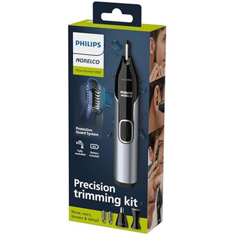 Philips Norelco Nose Trimmer 5000 for Nose, Ears, Eyebrows Trimming Kit, NT5600/