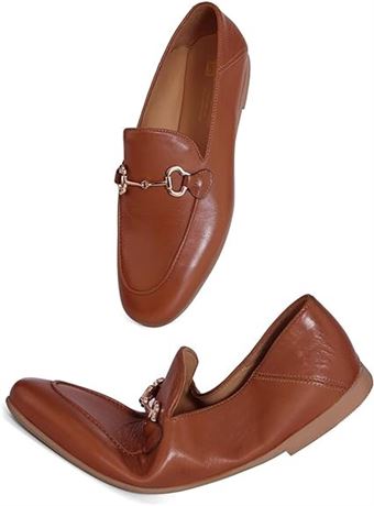 AiciBerllucci Women's Leather Loafer,Casual Ballet Loafers Shoes,Sleek Loafers S