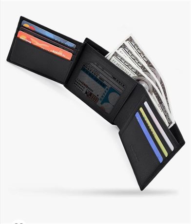 NEWHEY Mens Wallet RFID Blocking Slim Bifold Trifold Minimalist Genuine Leather
