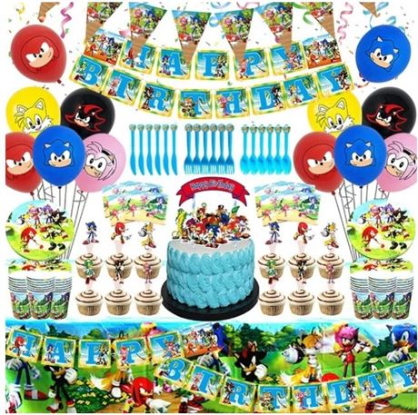 Sonic Party Supplies for Kids’ Birthday, Sonic Party Decorations Included Plates