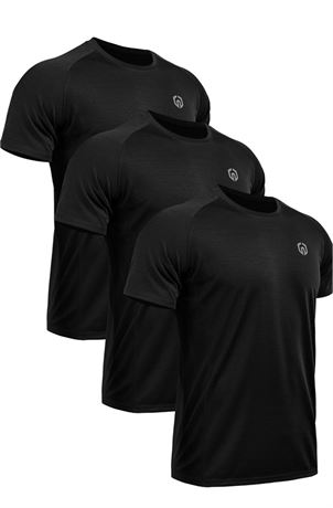NELEUS Men's Dry Fit Mesh Athletic Shirts - XL - Black - 3pk