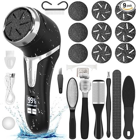 Electric Callus Remover for Feet (with Dander Vacuum), Portable Pedicure Kit Foo
