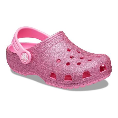 SIZE: 2 Crocs Kids' Classic Glitter II PSGS Clogs Pink Bright, 2 - Crocs and Rub