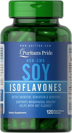 120 Capsules - Puritan's Pride Non-GMO Soy Isoflavones Capsule 750 Mg, May Help
