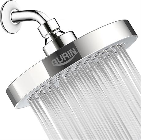 Gurin Shower Head High Pressure Rain, Luxury Bathroom Showerhead with Chrome Pla