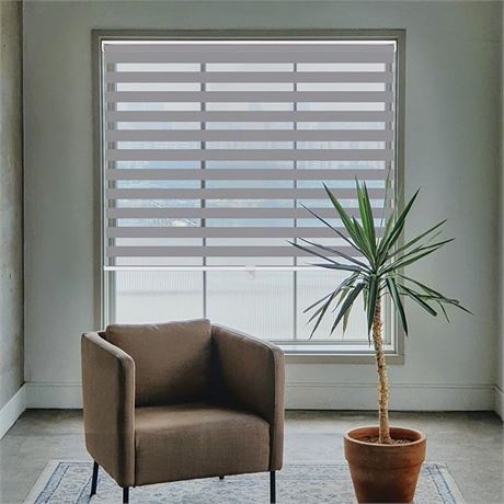 44" W x 72" HLUCKUP Cordless Zebra Blinds- Free Stop Roller Shades