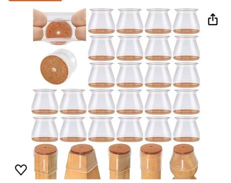 24 Pcs Chair Leg Floor Protectors for Hardwood Floors Silicone Covers to Protect