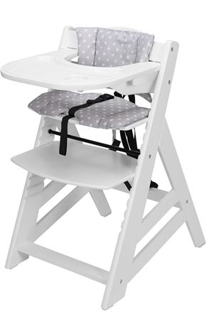 Criblike Wooden High Chair, Convertible Feeding Chair for Babies and Toddlers, A