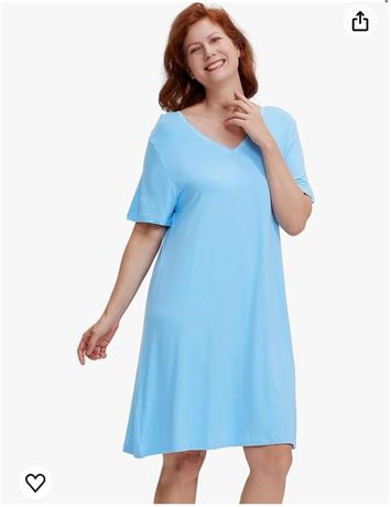 GYS Soft Nightgown for Women - Viscose Made from Bamboo, Short Sleeve Sleep Shir