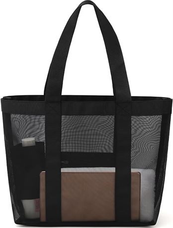 KPX Mesh Beach Bag, Tote Bag for Women Large Foldable Mesh Swimming Bag