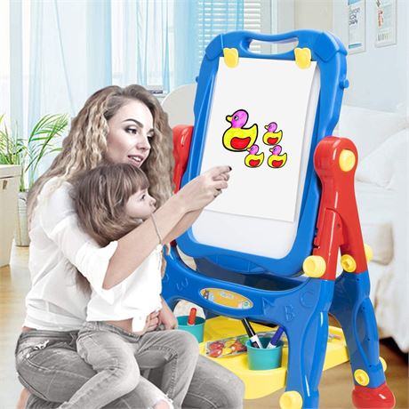 SIMILAR, Easel for Kids Toddler Easel Dry Erase Board and Chalkboard Double