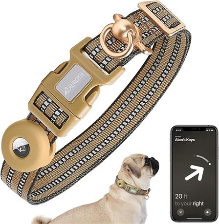 Medium:12"-19.6"  Auroth Airtag Dog Collar, Adjustable Air Tag Case Holder Dog C