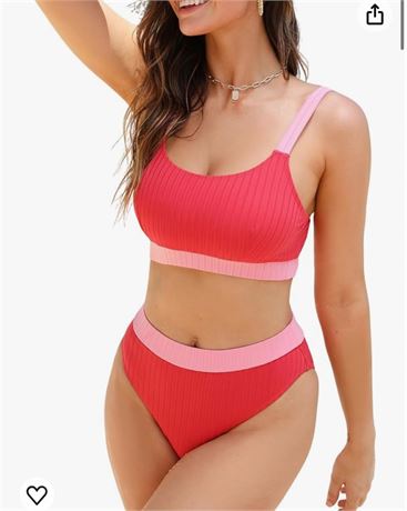 CUPSHE Women's Bikini Sets Hign Waisted Scoop Neck Wide Adjustable Straps Color