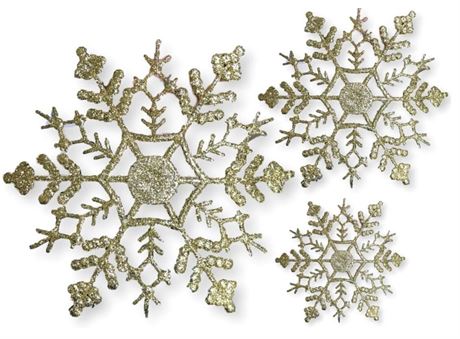 Gold Snowflake Ornaments - Set of 60 Assorted Sizes