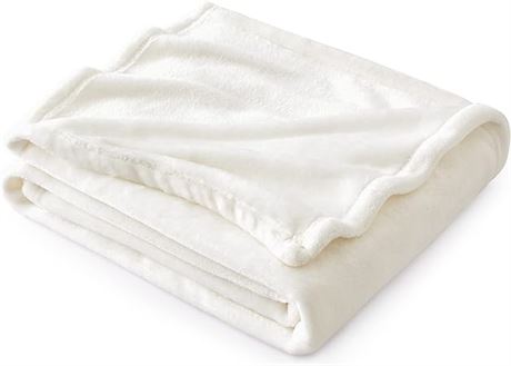 Bedsure Fleece Throw Blanket for Couch - Cream Blanke...