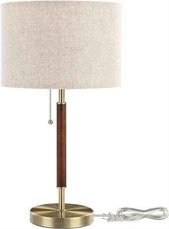 EDISHINE Modern Table Lamp, Bedside Lamp with Pull Chain Switch, Mid Century Nig