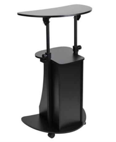 Mind Reader 28 in. to 48.62 in. Oval Black Wood Adjustable Standing Desk with Wh