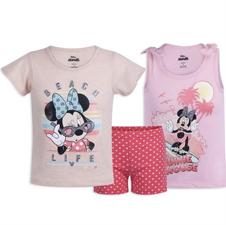 6x - child - Disney Minnie Mouse Girls’ Short Sleeve Shirt, Tank Top, and Shorts