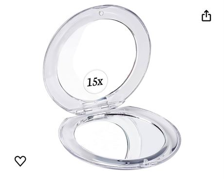 MIRRORVANA Small Compact 15X Magnifying Mirror for Travel - Handheld, Foldable &