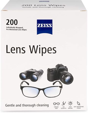 Zeiss Pre-Moistened Lens Cleaning Wipes - Cleans Bacteria