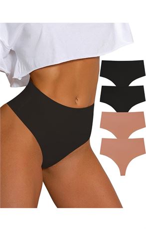 Size S, HORISUN Women Thongs High Waisted Breathable No Show Panties for Women
