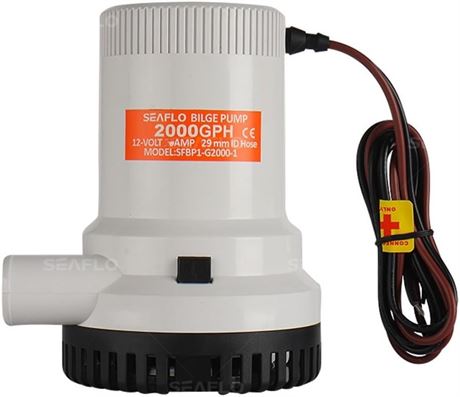 Seaflo 2000GPH Bilge Pump 12 Vol 8.5 AMP 1-1/8" Outlet, Model # ‎SFBP1-G2000-01