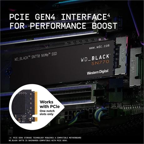 WD_BLACK 250GB SN770 NVMe Internal Gaming SSD Solid State Drive - Gen4 PCIe, M.2