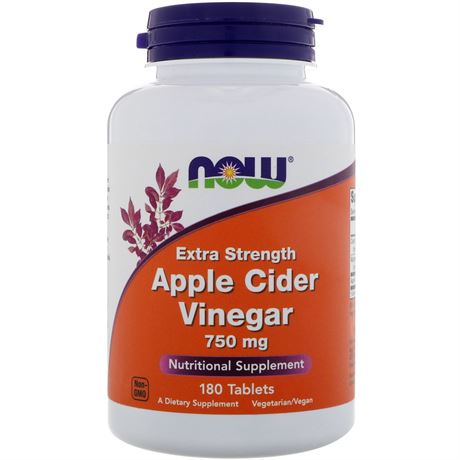 NOW Foods Apple Cider Vinegar Extra Strength 750 Mg 180 Tablets