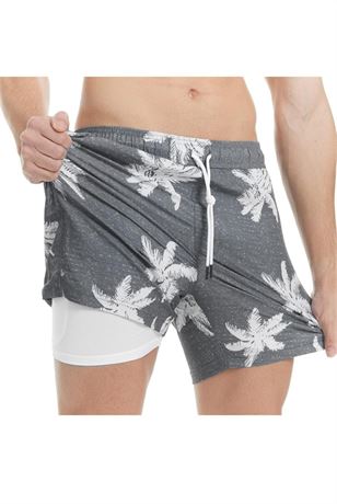 Size S, MaaMgic Mens Swim Trunks with Compression Liner 5" Stretch Beach Shorts