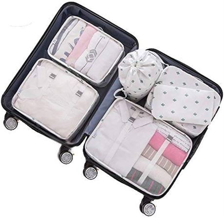Adwaita 6 Set Packing Cubes, Travel Luggage Packing Organizers (Cactus)