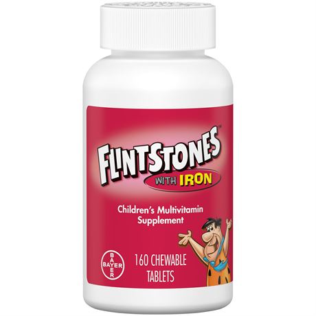 160 Count - Flintstones Chewable Kids Vitamins w Iron, Multivitamin for Kids