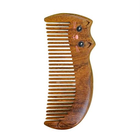 Anti-Static Wood Shaped Kitty Cat Comb