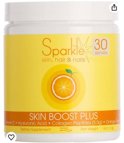 Sparkle Skin Boost Plus Verisol Collagen Peptides Protein Powder Vitamin C Orang