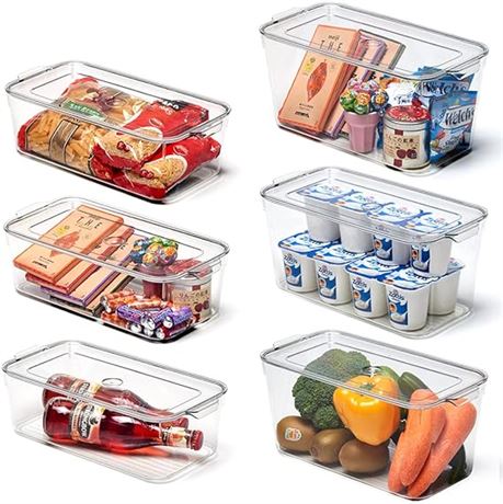 EZOWare 6 Pack Stackable Clear Refrigerator Organise...