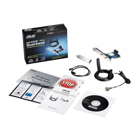 ASUS PCE-AC55BT B1 Dual Band AC1200 Bluetooth 4.2 Wireless Network PCIe Adaptor