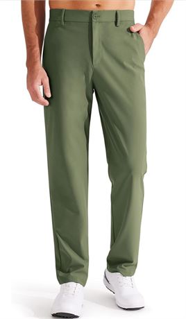 SIZE:33W x 29L, Libin Men's Golf Pants Classic Fit Flat Front Work Dress Pants 2